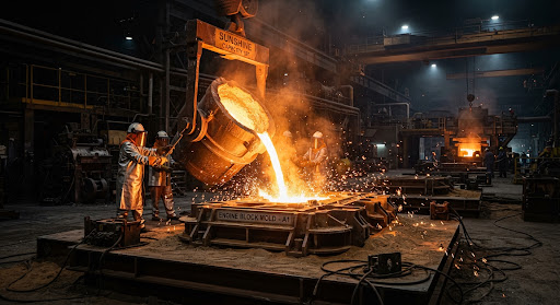 Molten alloy pouring process